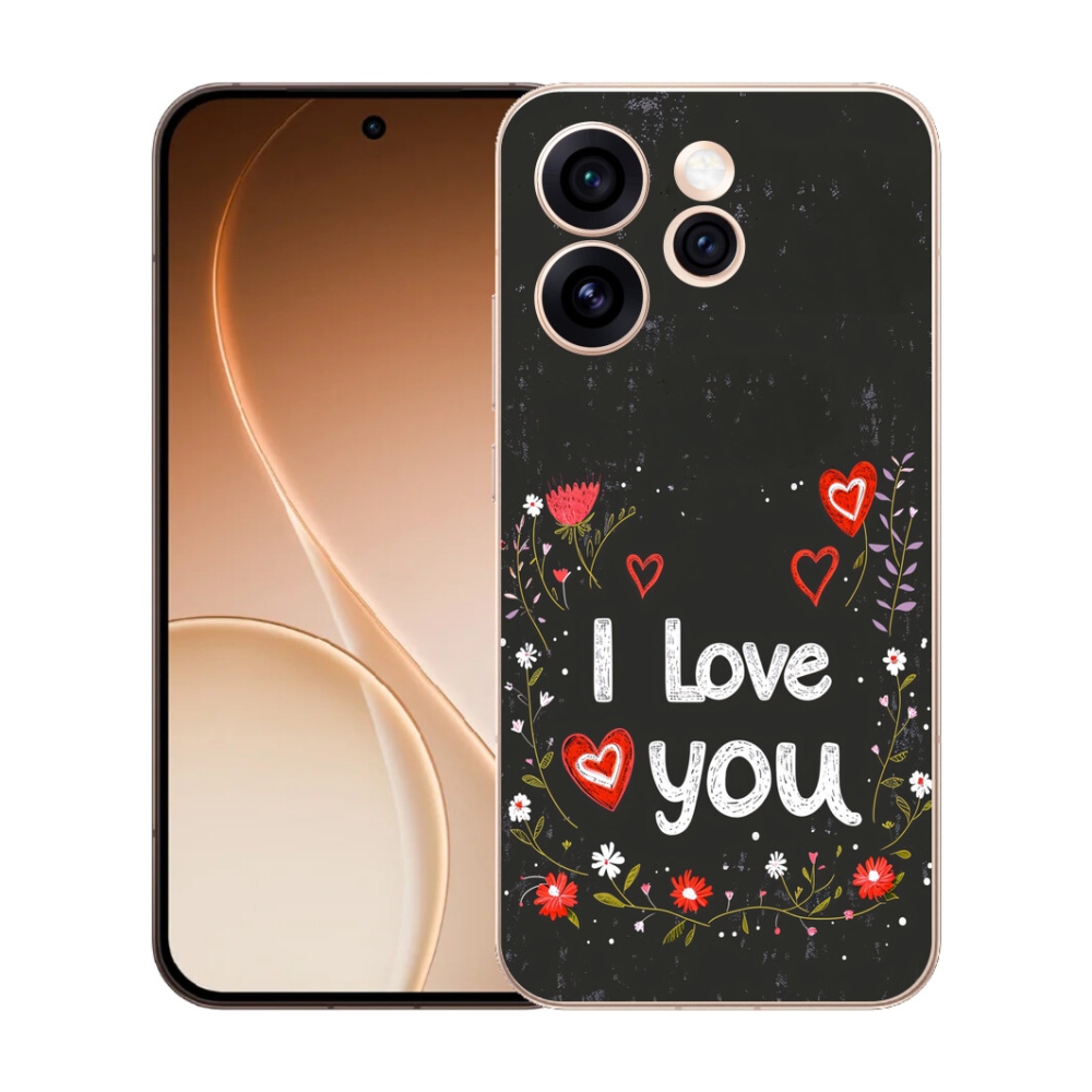 Gelový kryt mmCase na Oppo Reno 15 Pro 5G - I love you černé pozadí