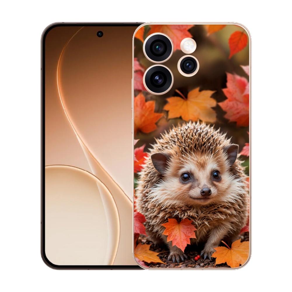Gelový kryt mmCase na Oppo Reno 15 Pro 5G - ježek v listí