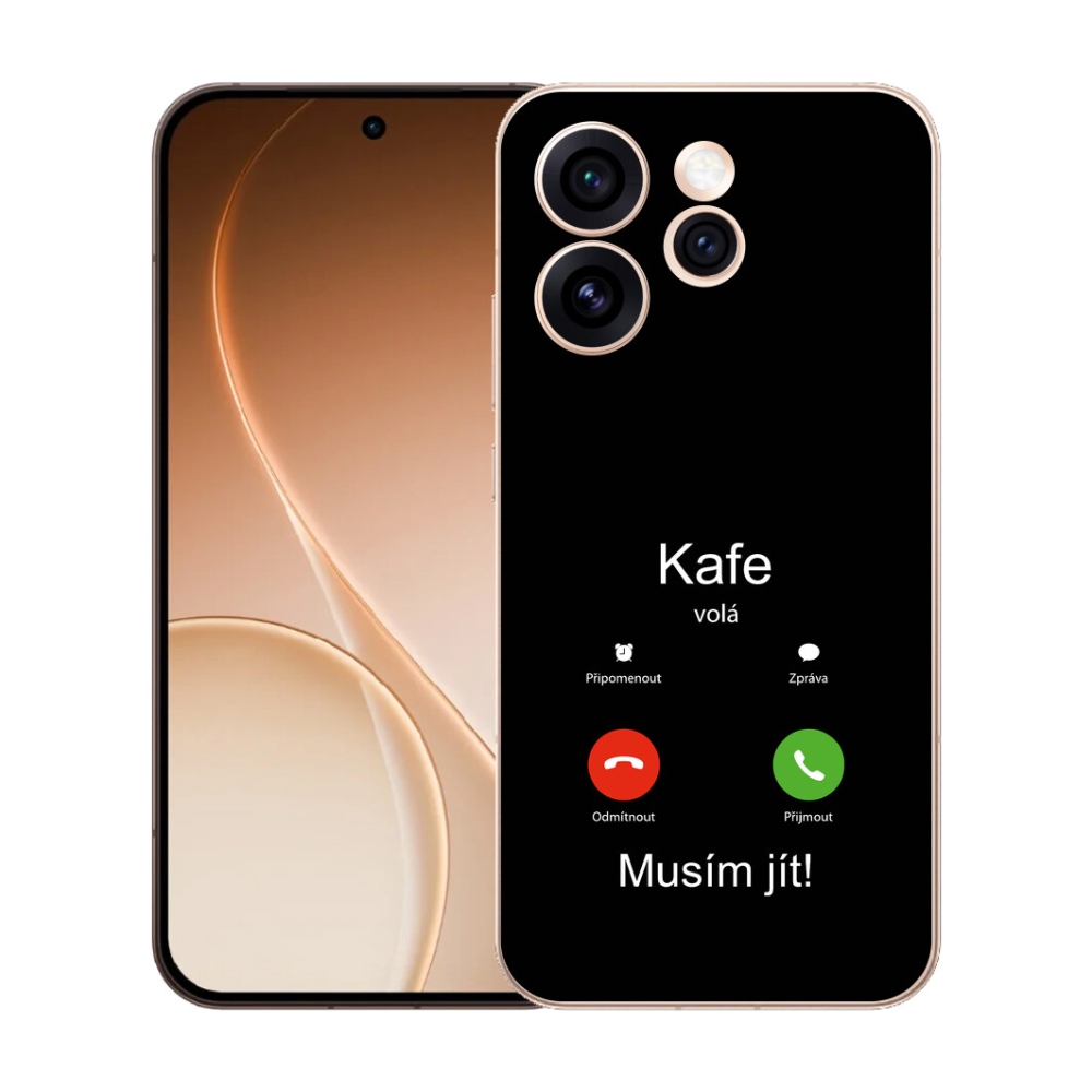 Gelový kryt mmCase na Oppo Reno 15 Pro 5G - kafe volá černé pozadí