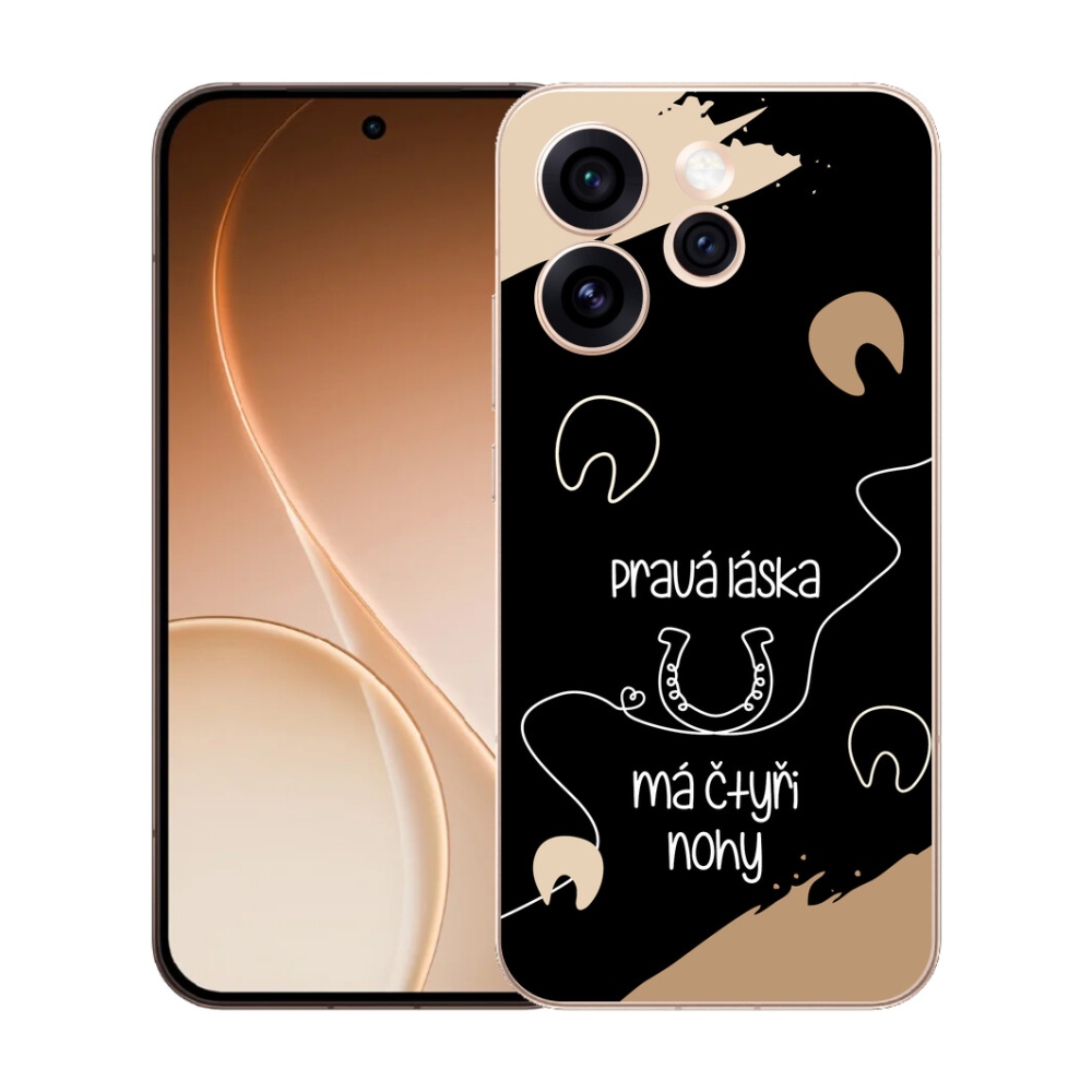 Gelový kryt mmCase na Oppo Reno 15 Pro 5G - koňský motiv černé pozadí