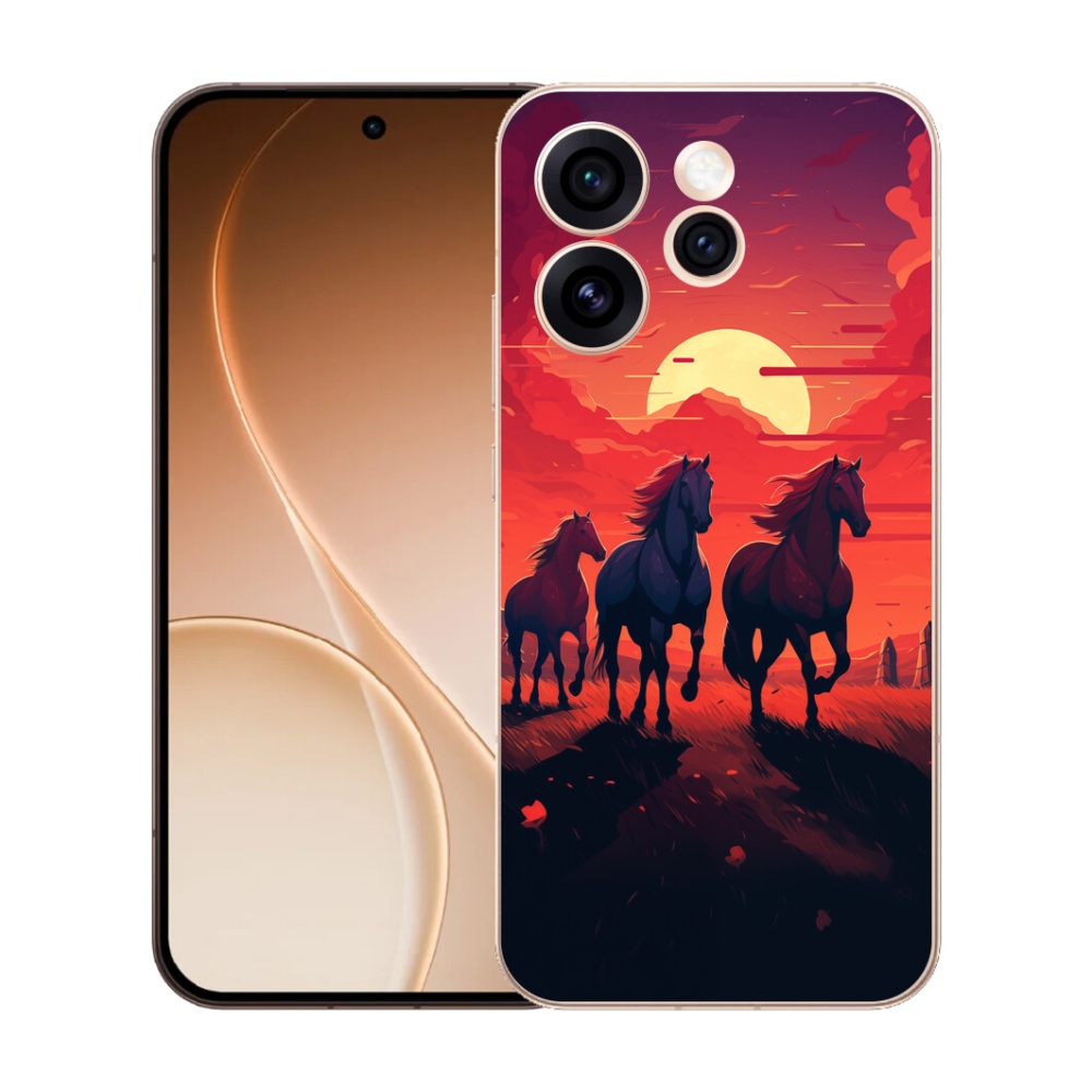 Gelový kryt mmCase na Oppo Reno 15 Pro 5G - koně a západ slunce