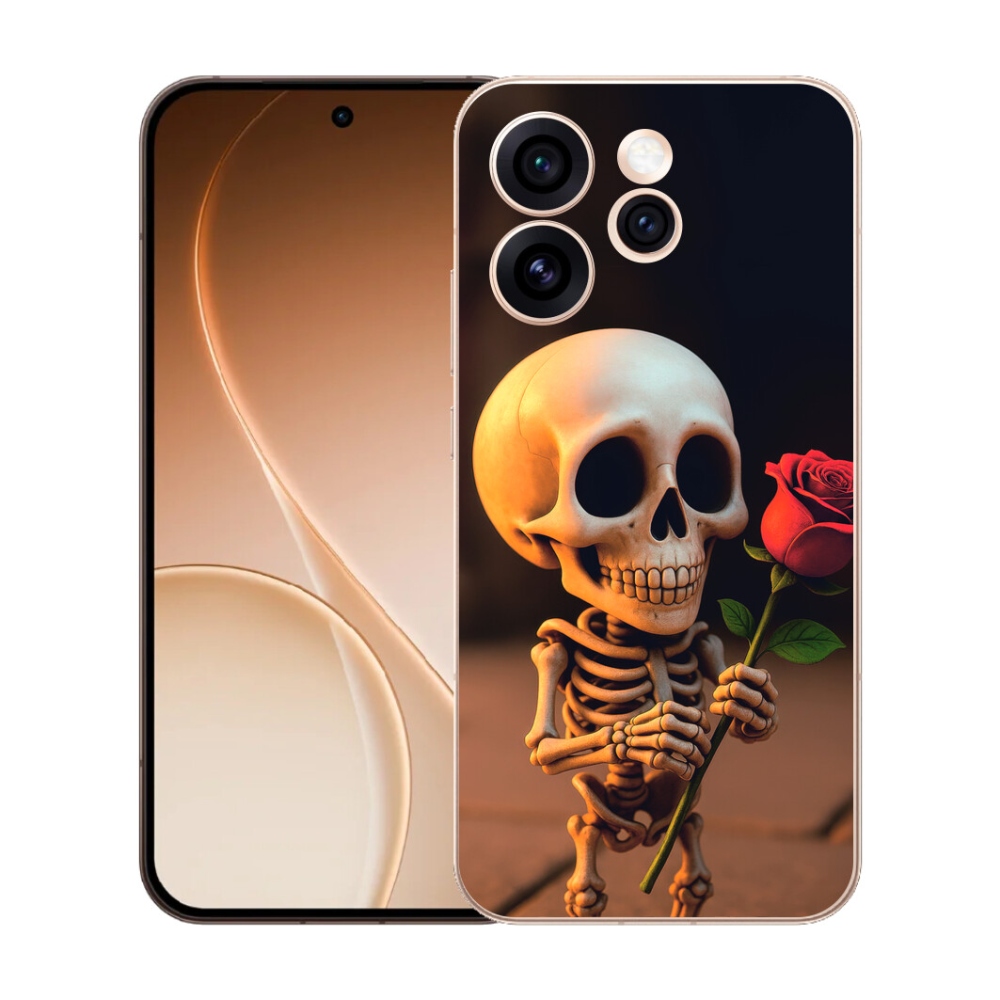 Gelový kryt mmCase na Oppo Reno 15 Pro 5G - kostlivec s růží