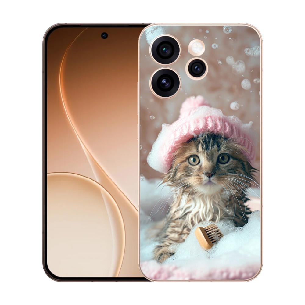 Gelový kryt mmCase na Oppo Reno 15 Pro 5G - kotě a koupel