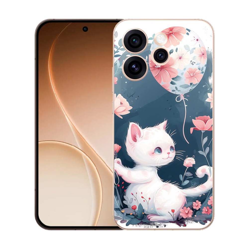 Gelový kryt mmCase na Oppo Reno 15 Pro 5G - kotě s balónkem