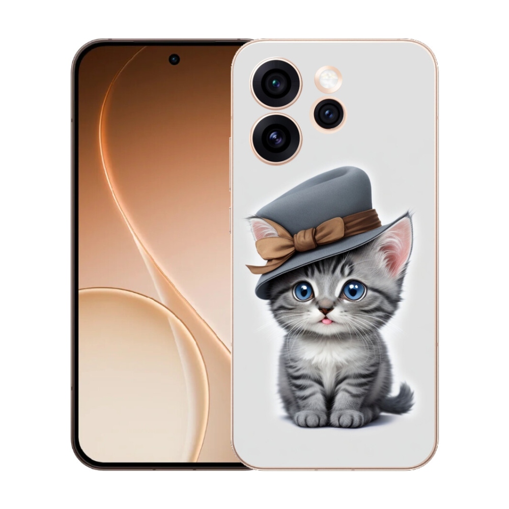 Gelový kryt mmCase na Oppo Reno 15 Pro 5G - kotě s kloboukem