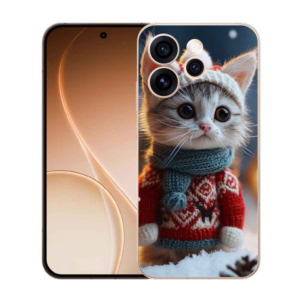 Gelový kryt mmCase na Oppo Reno 15 Pro 5G - kotě ve svetru