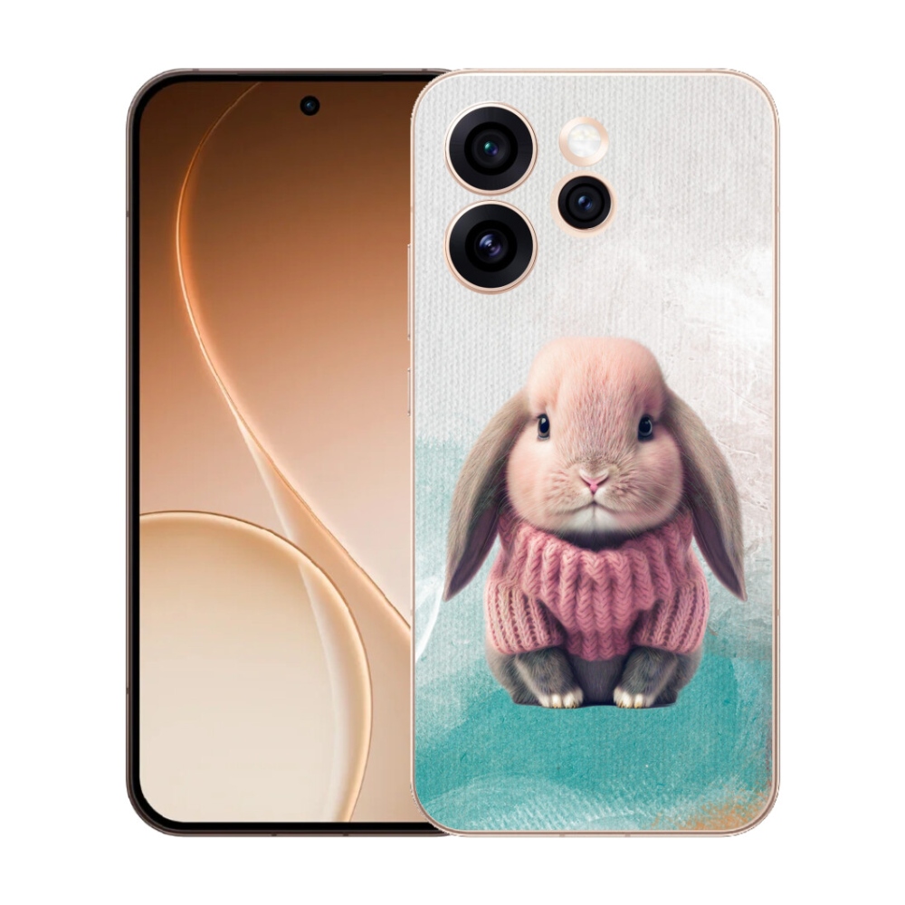 Gelový kryt mmCase na Oppo Reno 15 Pro 5G - králíček ve svetru