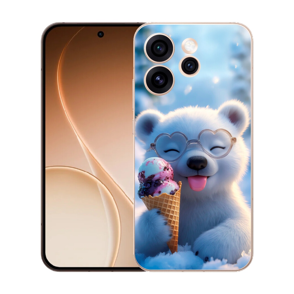 Gelový kryt mmCase na Oppo Reno 15 Pro 5G - medvídek se zmrzlinou