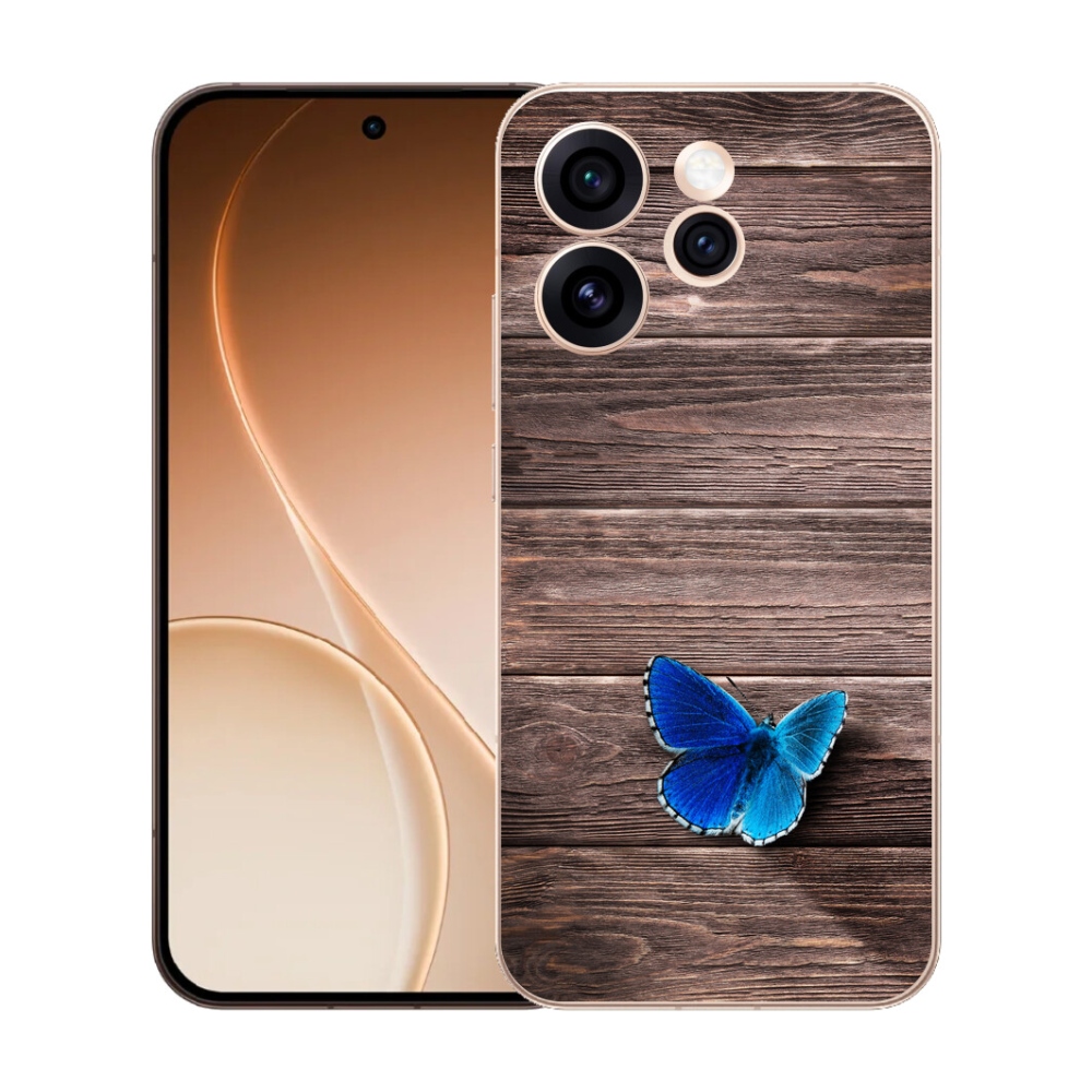 Gelový kryt mmCase na Oppo Reno 15 Pro 5G - modrý motýl 1