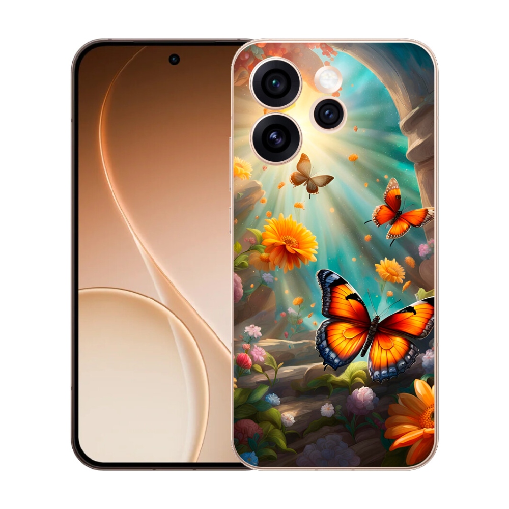 Gelový kryt mmCase na Oppo Reno 15 Pro 5G - motýlí zahrada 2
