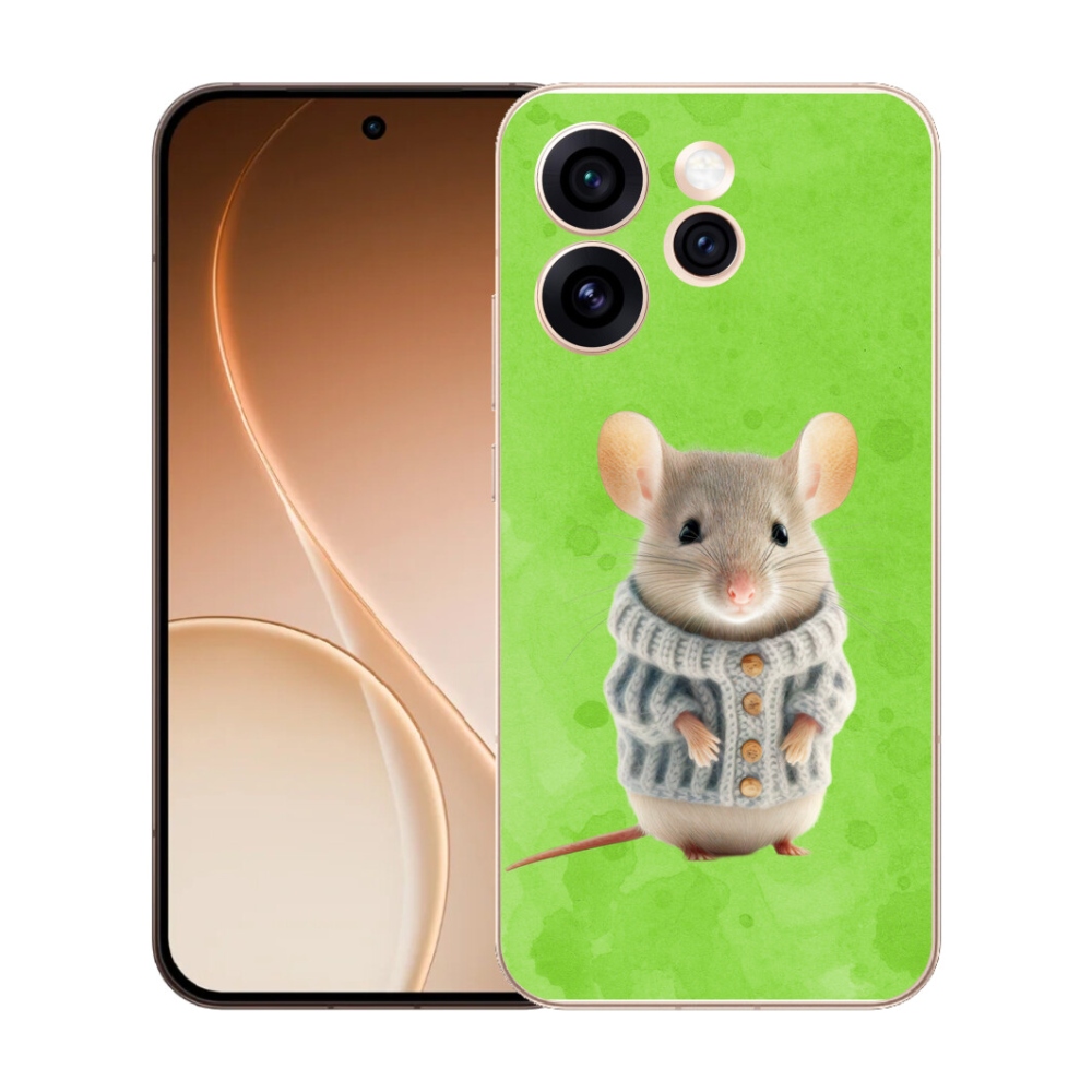 Gelový kryt mmCase na Oppo Reno 15 Pro 5G - myška ve svetru
