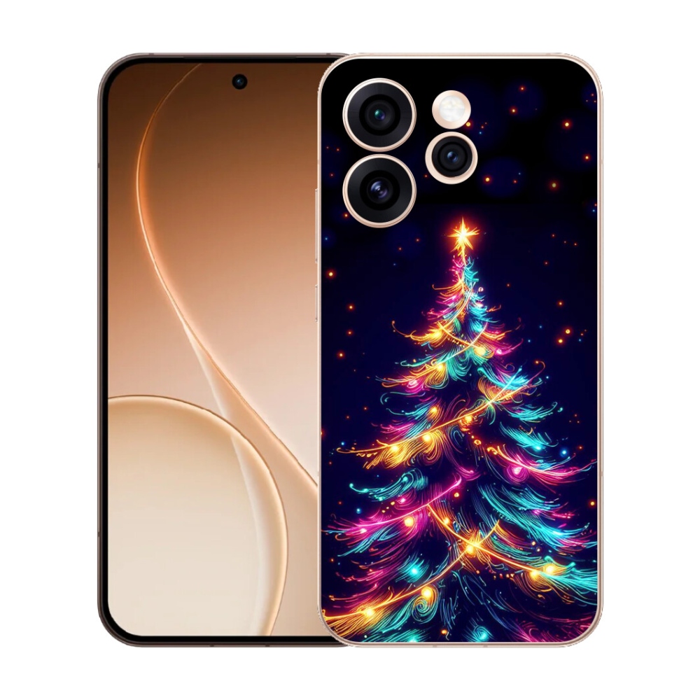 Gelový kryt mmCase na Oppo Reno 15 Pro 5G - neonový vánoční stromek