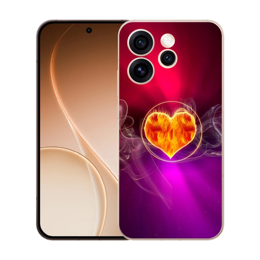 Gelový kryt mmCase na Oppo Reno 15 Pro 5G - ohnivé srdce