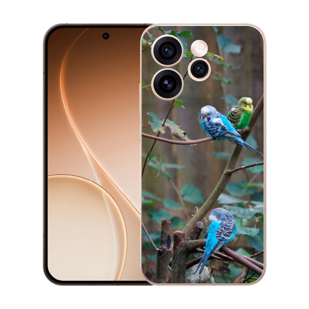 Gelový kryt mmCase na Oppo Reno 15 Pro 5G - papoušci na větvi