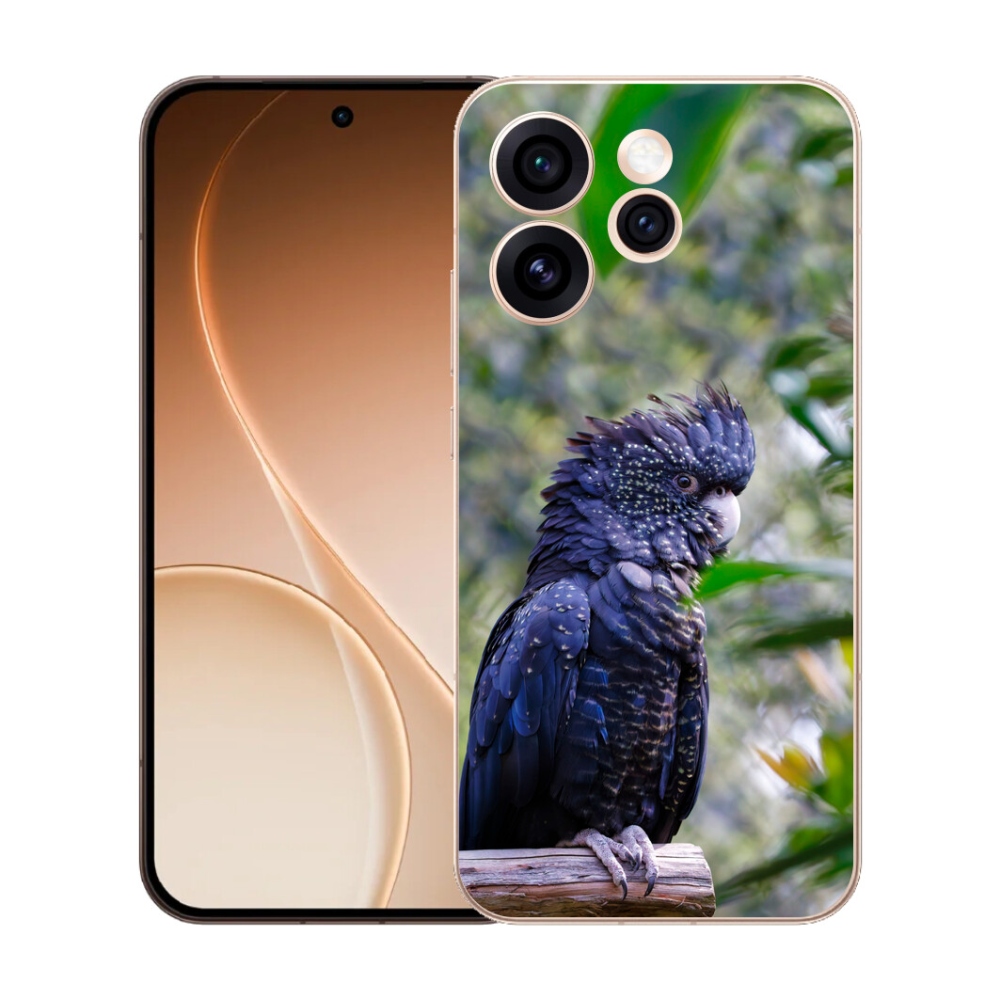 Gelový kryt mmCase na Oppo Reno 15 Pro 5G - papoušek kakadu černý