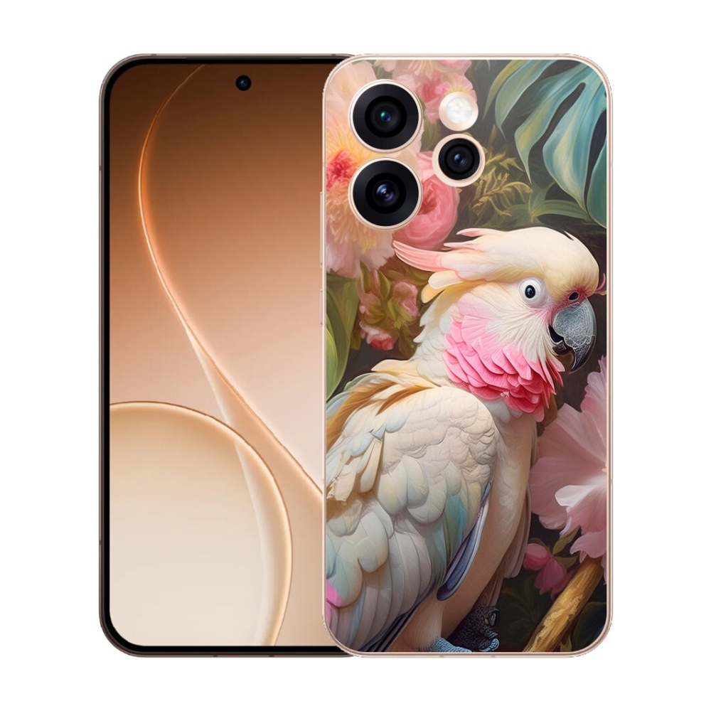Gelový kryt mmCase na Oppo Reno 15 Pro 5G - papoušek kakadu růžový 2