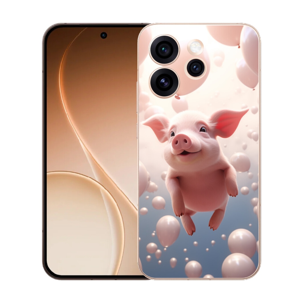 Gelový kryt mmCase na Oppo Reno 15 Pro 5G - prasátko s balónky