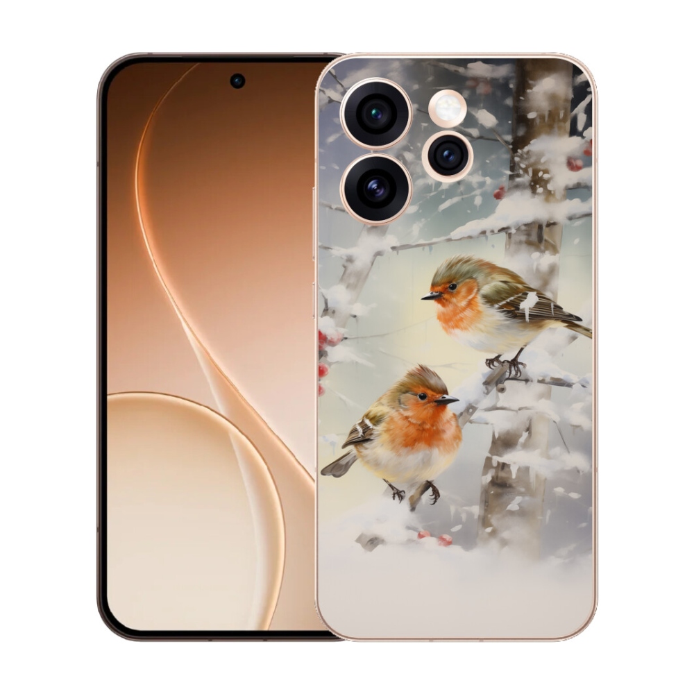 Gelový kryt mmCase na Oppo Reno 15 Pro 5G - ptáčci v zimě