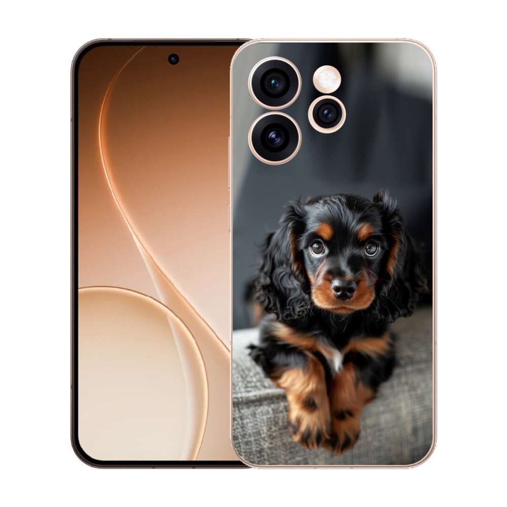 Gelový kryt mmCase na Oppo Reno 15 Pro 5G - roztomilý dlouhosrstý jezevčík