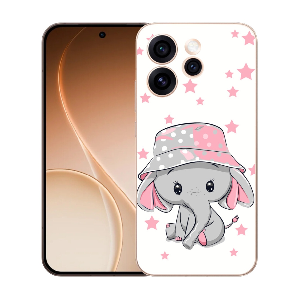 Gelový kryt mmCase na Oppo Reno 15 Pro 5G - růžový slon