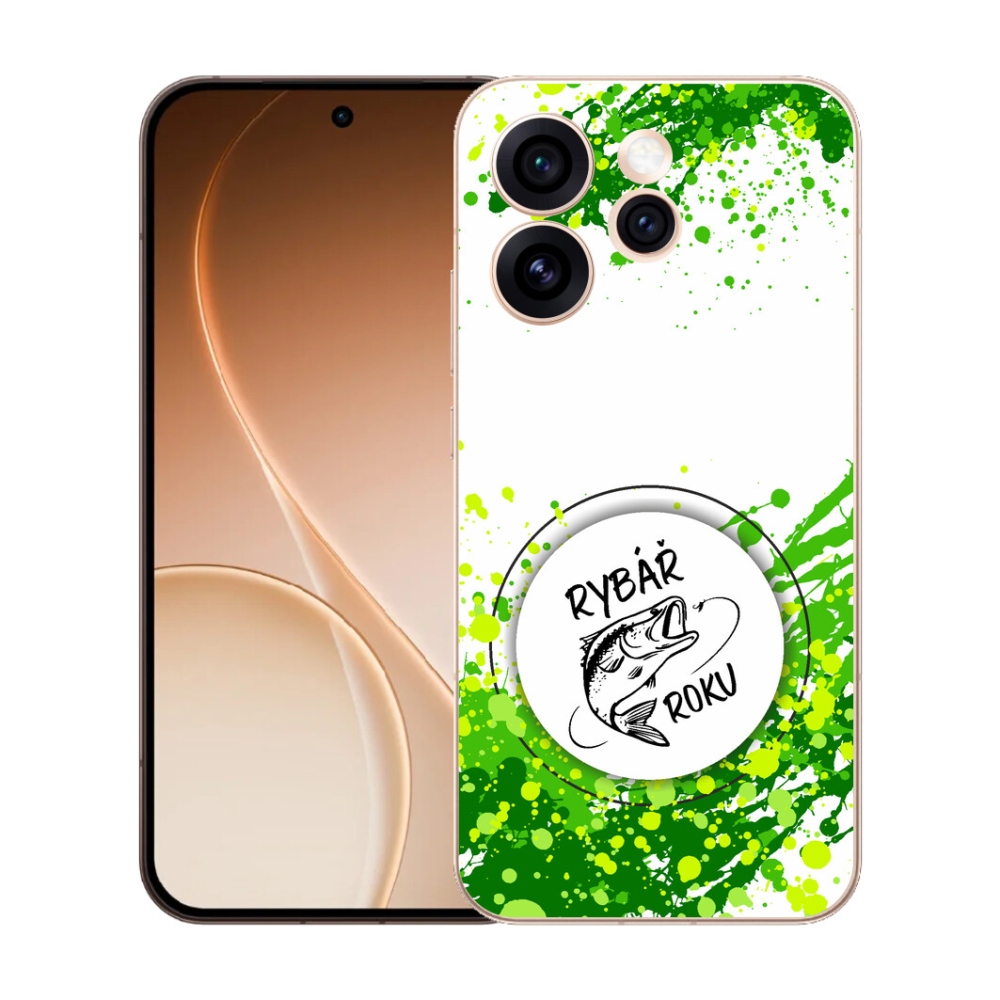 Gelový kryt mmCase na Oppo Reno 15 Pro 5G - rybář roku bílé pozadí