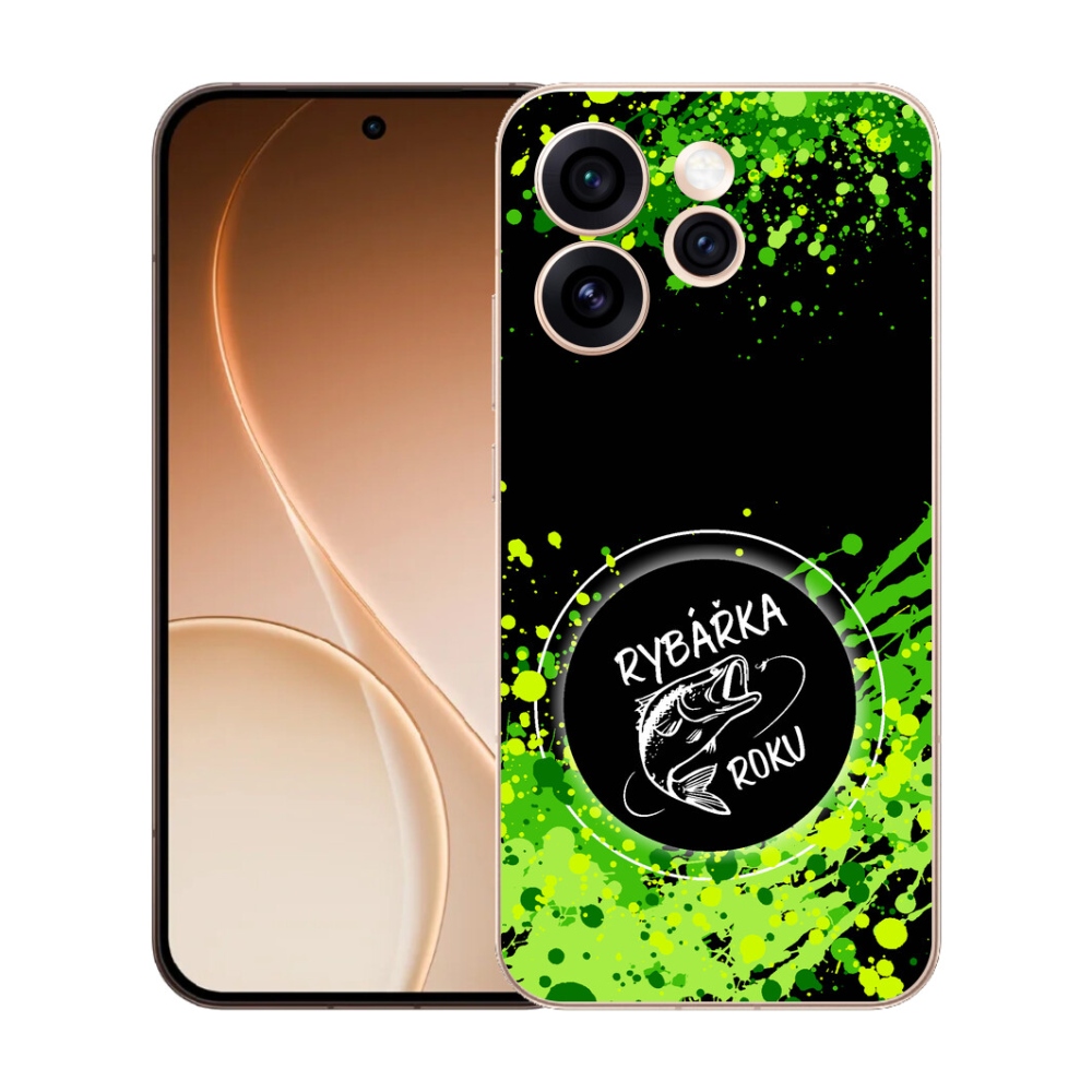 Gelový kryt mmCase na Oppo Reno 15 Pro 5G - rybářka roku černé pozadí