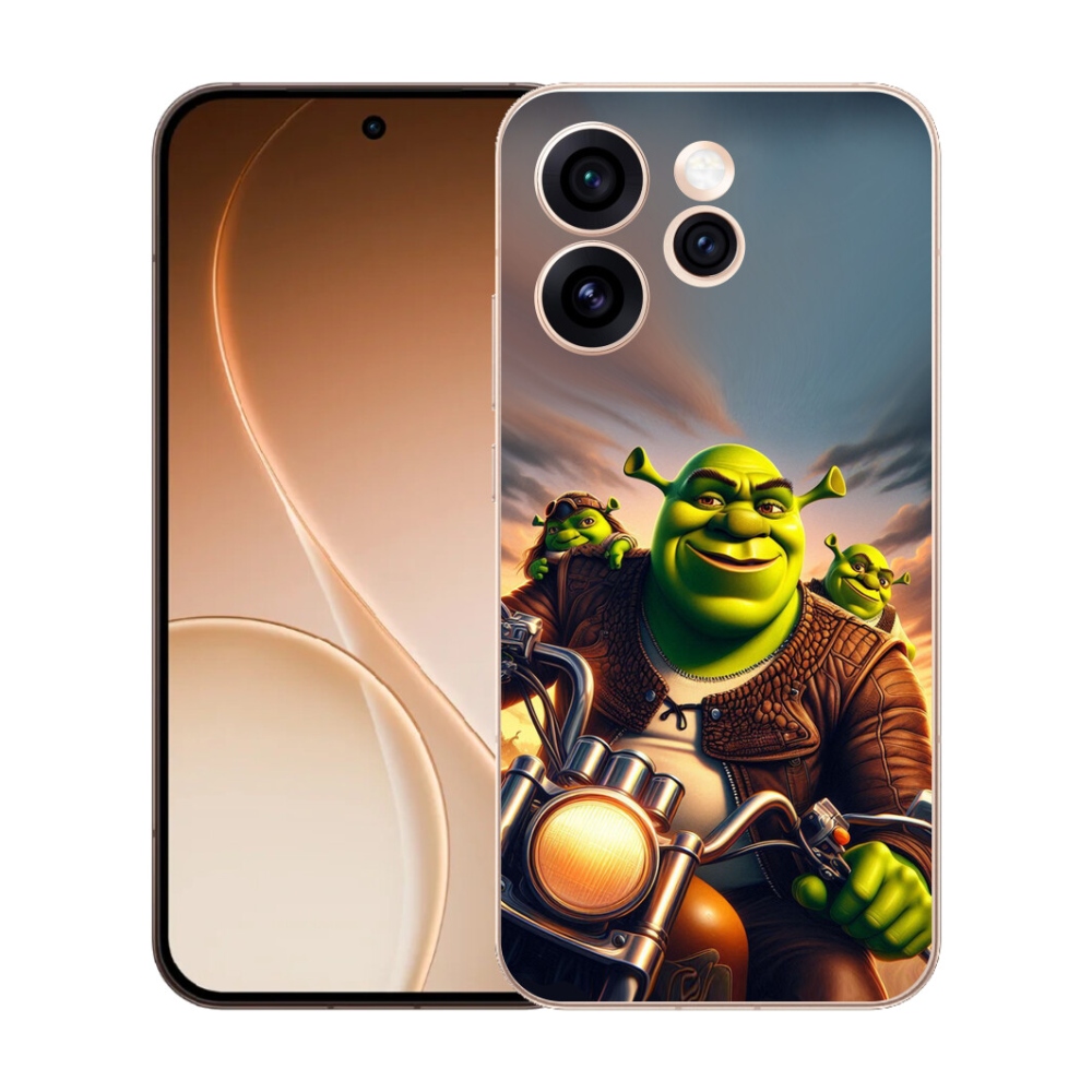 Gelový kryt mmCase na Oppo Reno 15 Pro 5G - shrek na motorce
