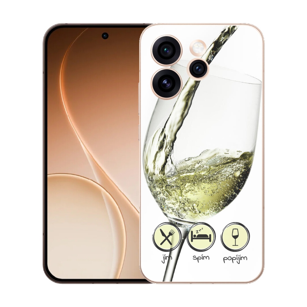 Gelový kryt mmCase na Oppo Reno 15 Pro 5G - sklenička vína bílé