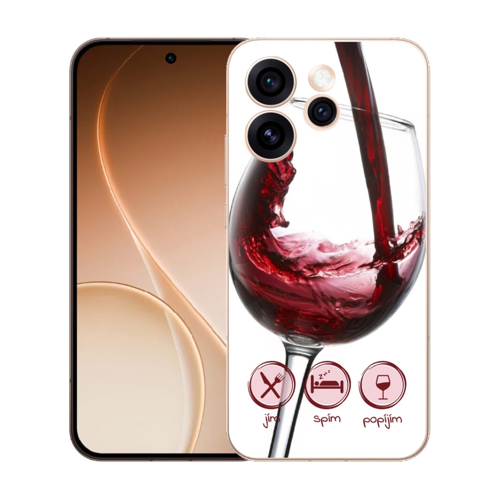 Gelový kryt mmCase na Oppo Reno 15 Pro 5G - sklenička vína červené