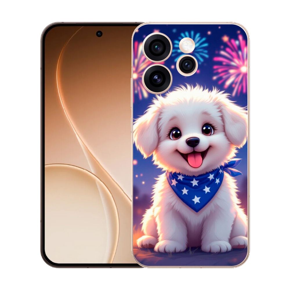 Gelový kryt mmCase na Oppo Reno 15 Pro 5G - slavnostní štěně