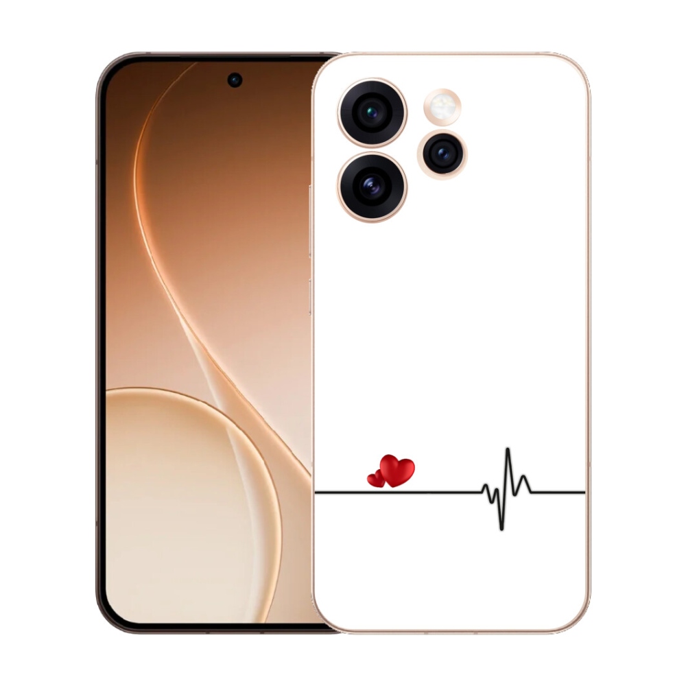 Gelový kryt mmCase na Oppo Reno 15 Pro 5G - srdce a tep bílé pozadí