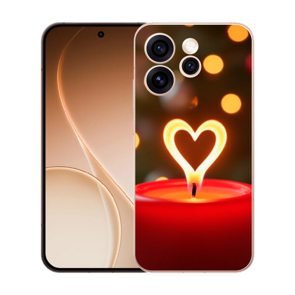 Gelový kryt mmCase na Oppo Reno 15 Pro 5G - srdce z plamene