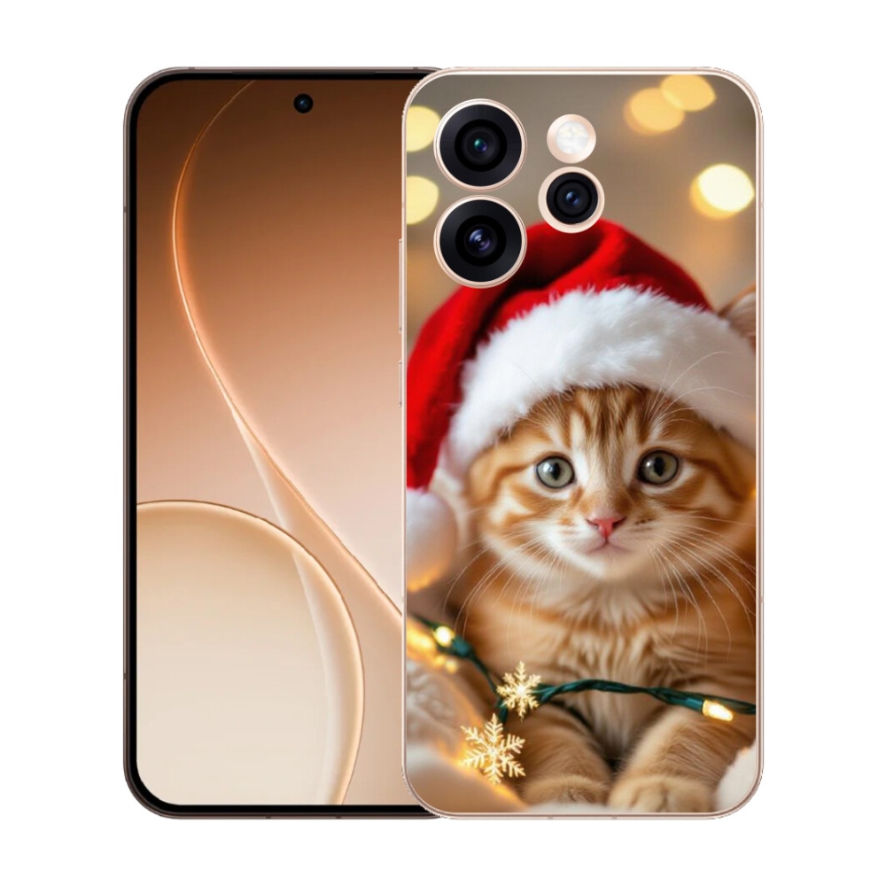 Gelový kryt mmCase na Oppo Reno 15 Pro 5G - vánoční kotě