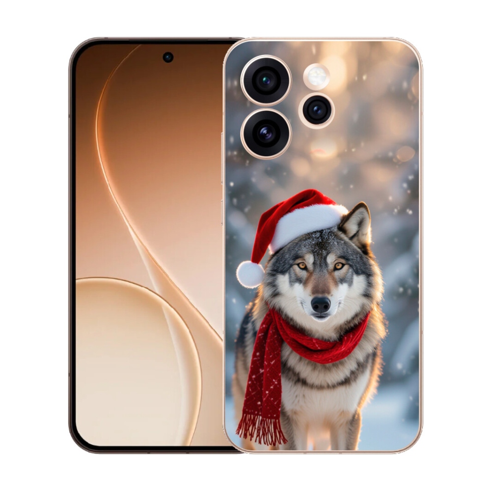 Gelový kryt mmCase na Oppo Reno 15 Pro 5G - vánoční vlk