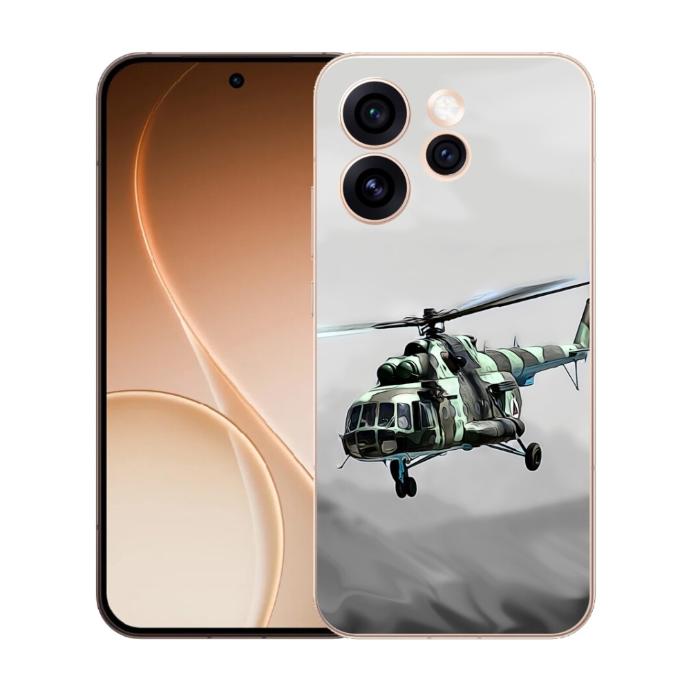 Gelový kryt mmCase na Oppo Reno 15 Pro 5G - vojenský vrtulník