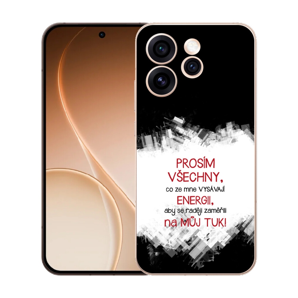 Gelový kryt mmCase na Oppo Reno 15 Pro 5G - vtipný text 1 červený