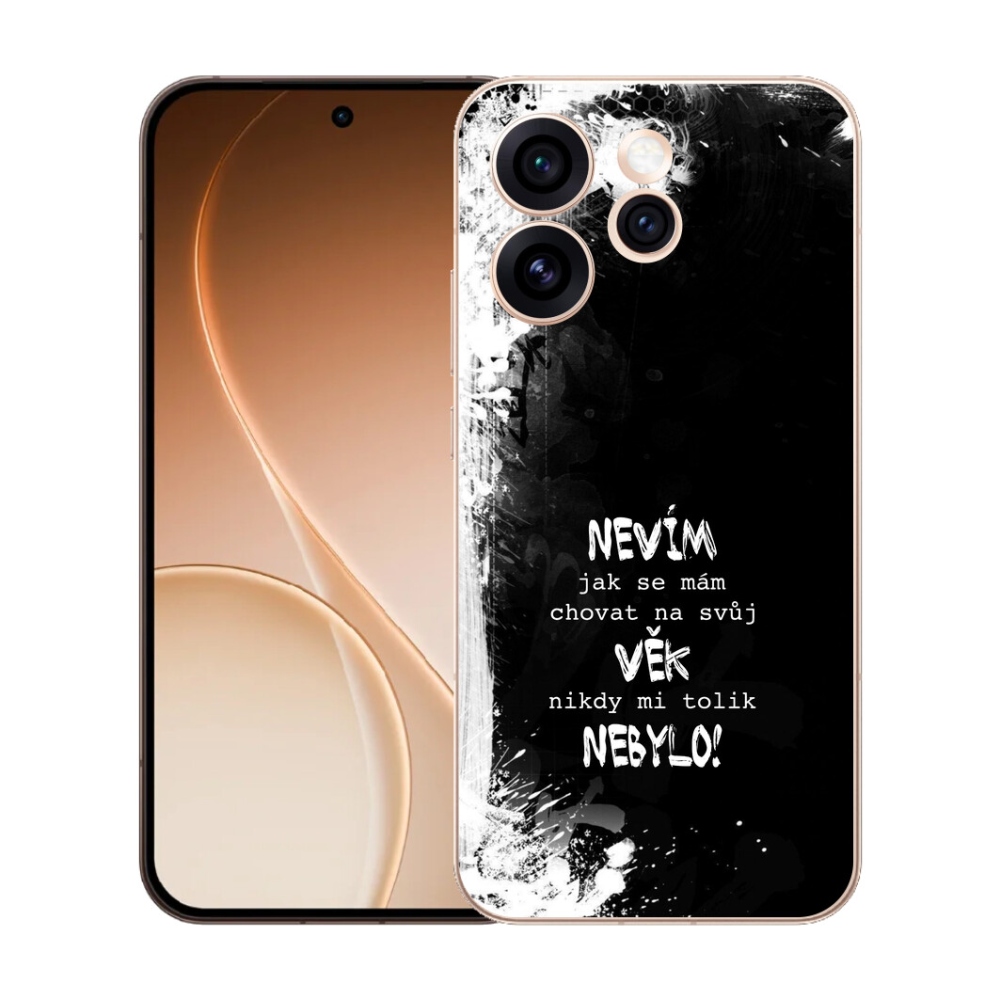 Gelový kryt mmCase na Oppo Reno 15 Pro 5G - vtipný text 14 černé pozadí