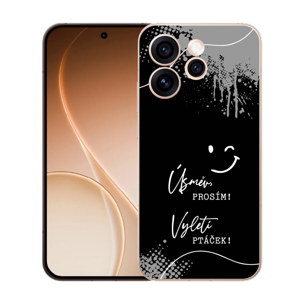 Gelový kryt mmCase na Oppo Reno 15 Pro 5G - vtipný text 4 černé pozadí