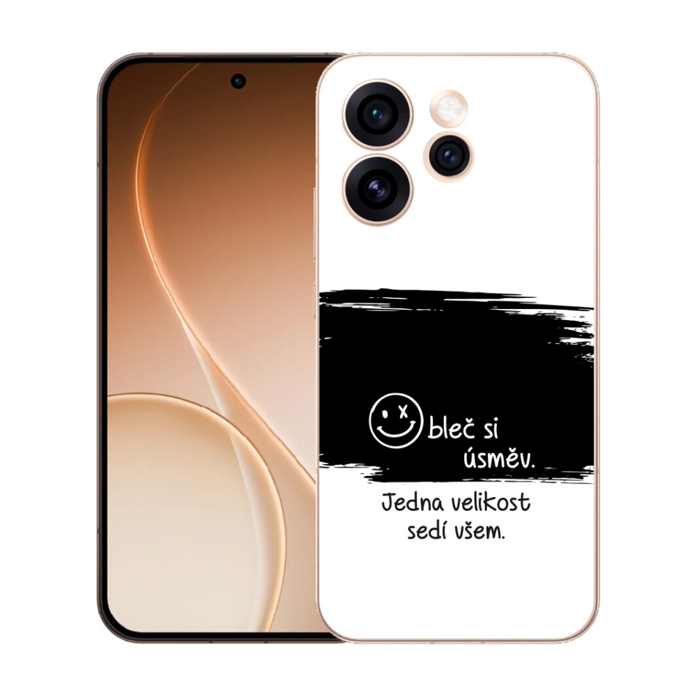 Gelový kryt mmCase na Oppo Reno 15 Pro 5G - vtipný text 8 černobílé pozadí