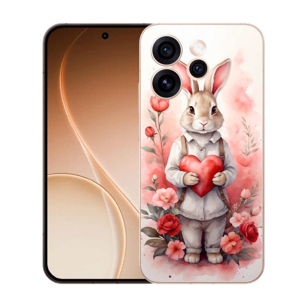 Gelový kryt mmCase na Oppo Reno 15 Pro 5G - zajíc se srdíčkem
