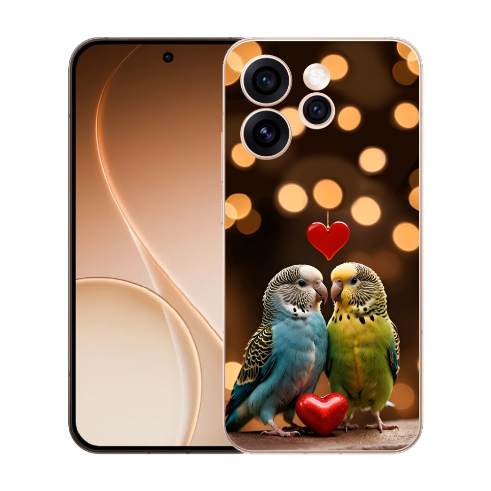 Gelový kryt mmCase na Oppo Reno 15 Pro 5G - zamilovaní papoušci
