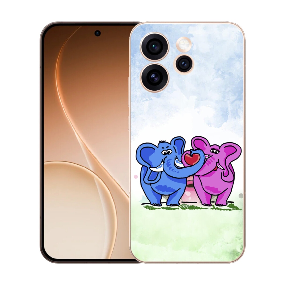 Gelový kryt mmCase na Oppo Reno 15 Pro 5G - zamilovaní sloni