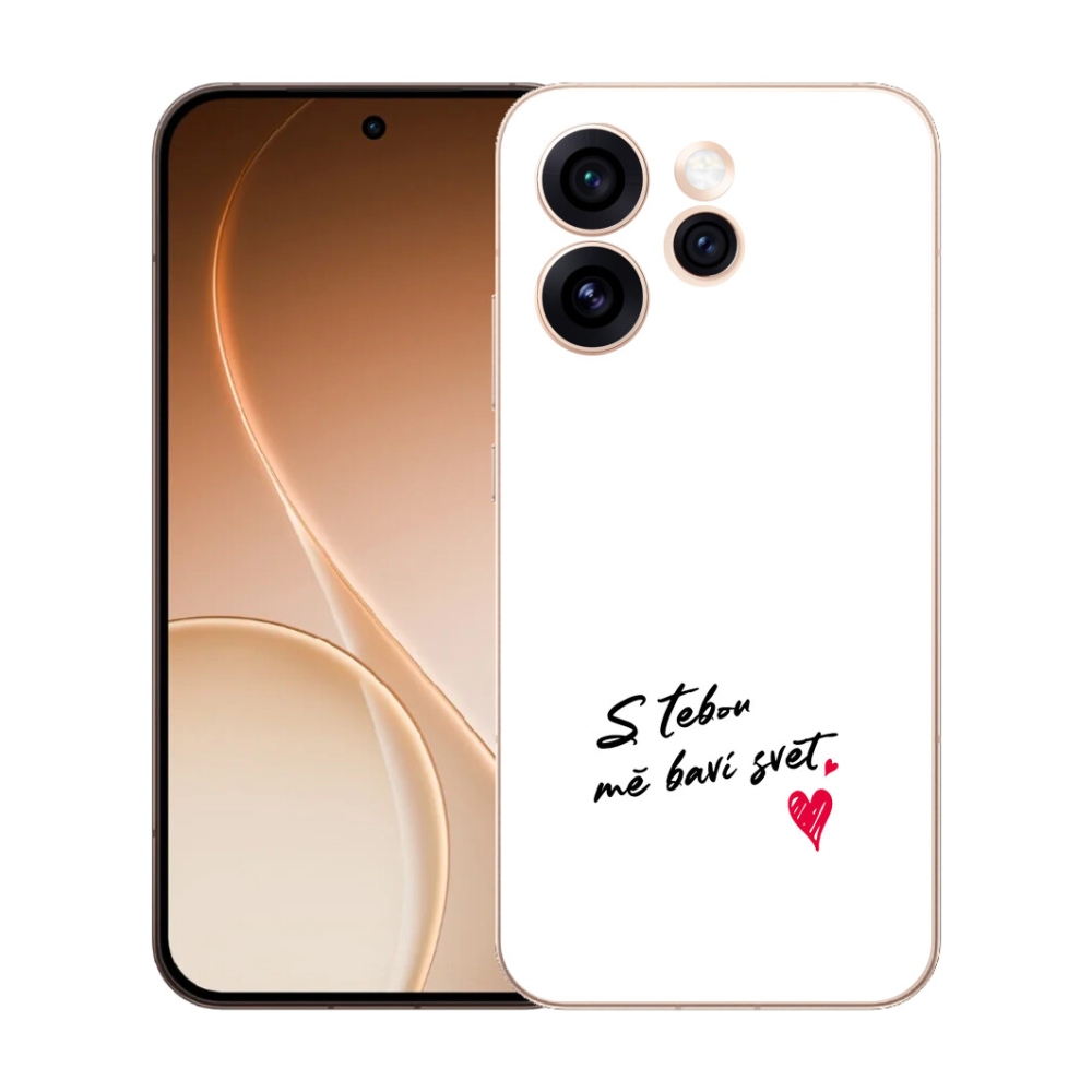 Gelový kryt mmCase na Oppo Reno 15 Pro 5G - zamilovaný text 1 bílé pozadí