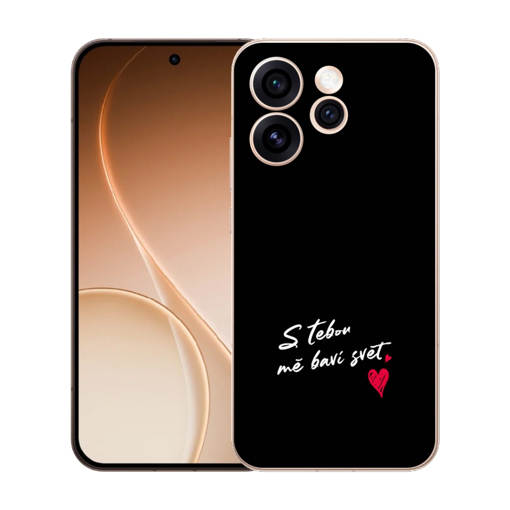 Gelový kryt mmCase na Oppo Reno 15 Pro 5G - zamilovaný text 1 černé pozadí
