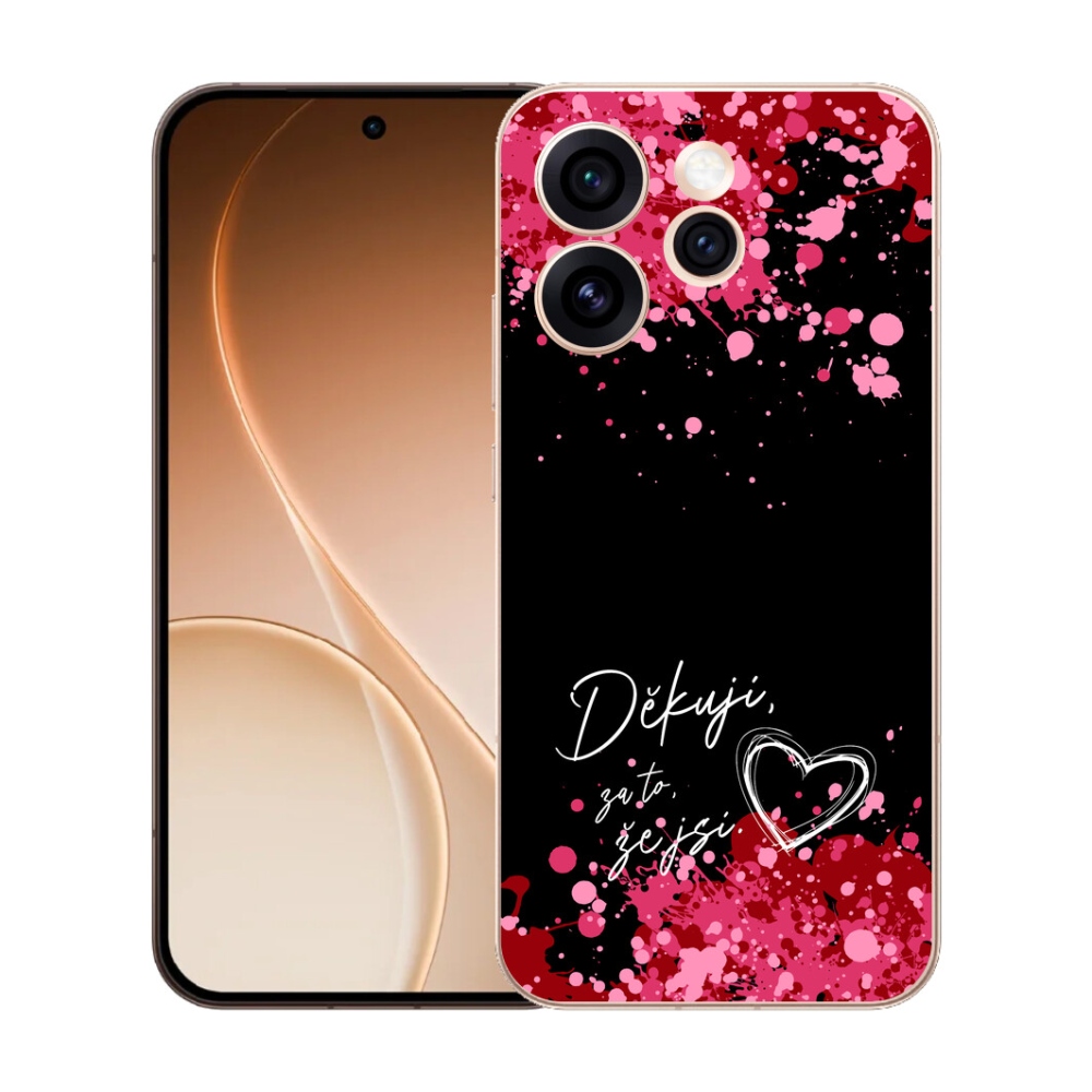 Gelový kryt mmCase na Oppo Reno 15 Pro 5G - zamilovaný text 2 černé pozadí