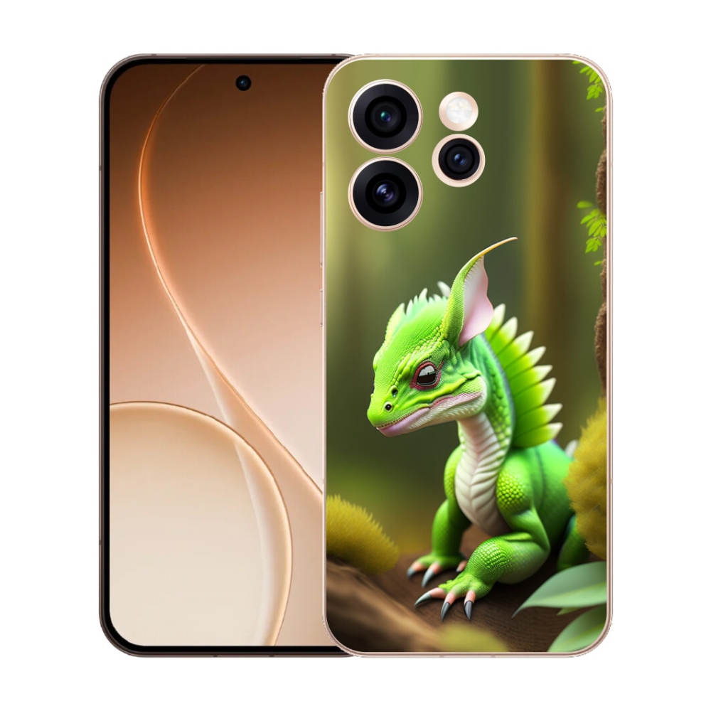 Gelový kryt mmCase na Oppo Reno 15 Pro 5G - zelený dráček