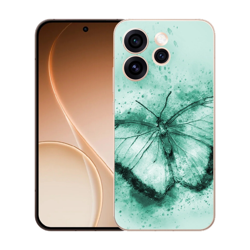 Gelový kryt mmCase na Oppo Reno 15 Pro 5G - zelený motýl