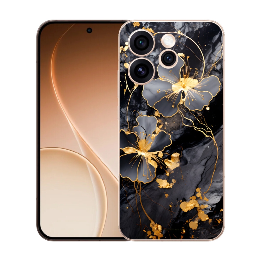 Gelový kryt mmCase na Oppo Reno 15 Pro 5G - zlaté květy