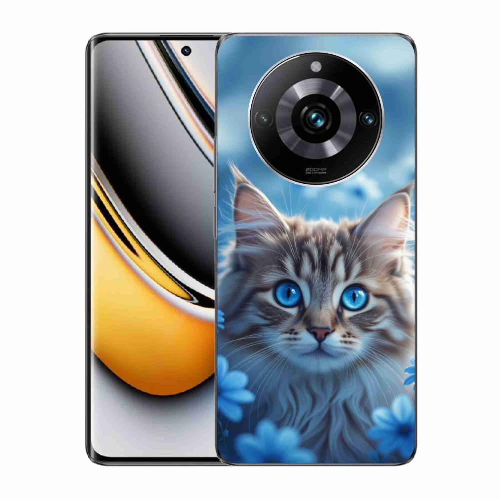 Gelový kryt mmCase na Realme 11 Pro 5G/11 Pro+ 5G - koťátko v modrých květech