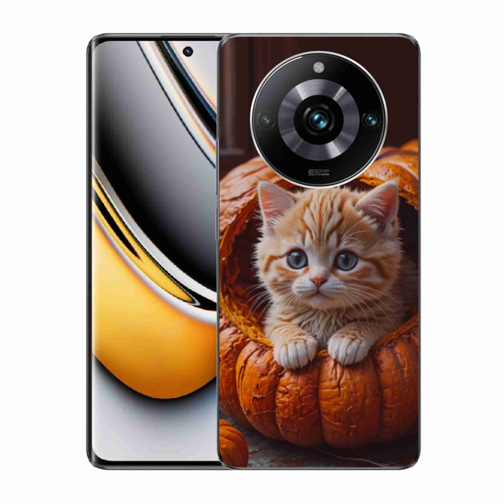 Gelový kryt mmCase na Realme 11 Pro 5G/11 Pro+ 5G - kotě a dýně 2
